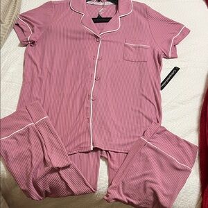 Catherine Malandrino Pink Pinstripe Pajama Set
